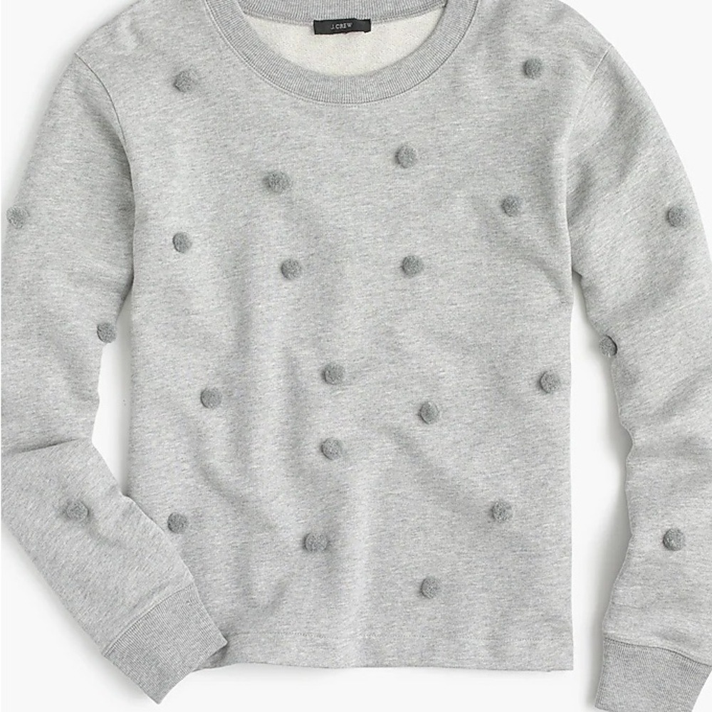 J. Crew Light Gray Pom-Pom Sweater